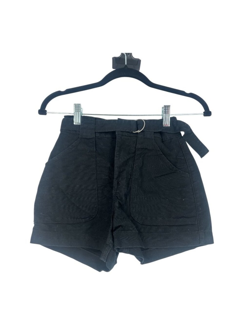 Hollister Black Ultra High Rise Mom Shorts XS Vintage Stretch Belted Utility